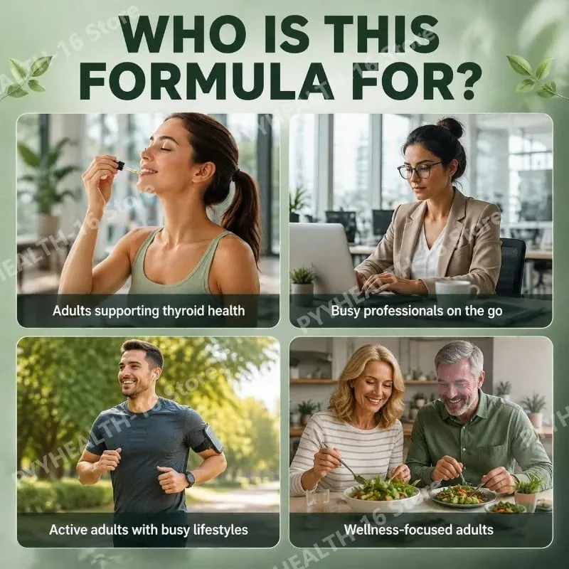 Gotas líquidas de suporte para tireoide com selênio, zinco, iodo, L-tirosina e Ashwagandha para a saúde da tireoide e suporte diário vegano 30ml