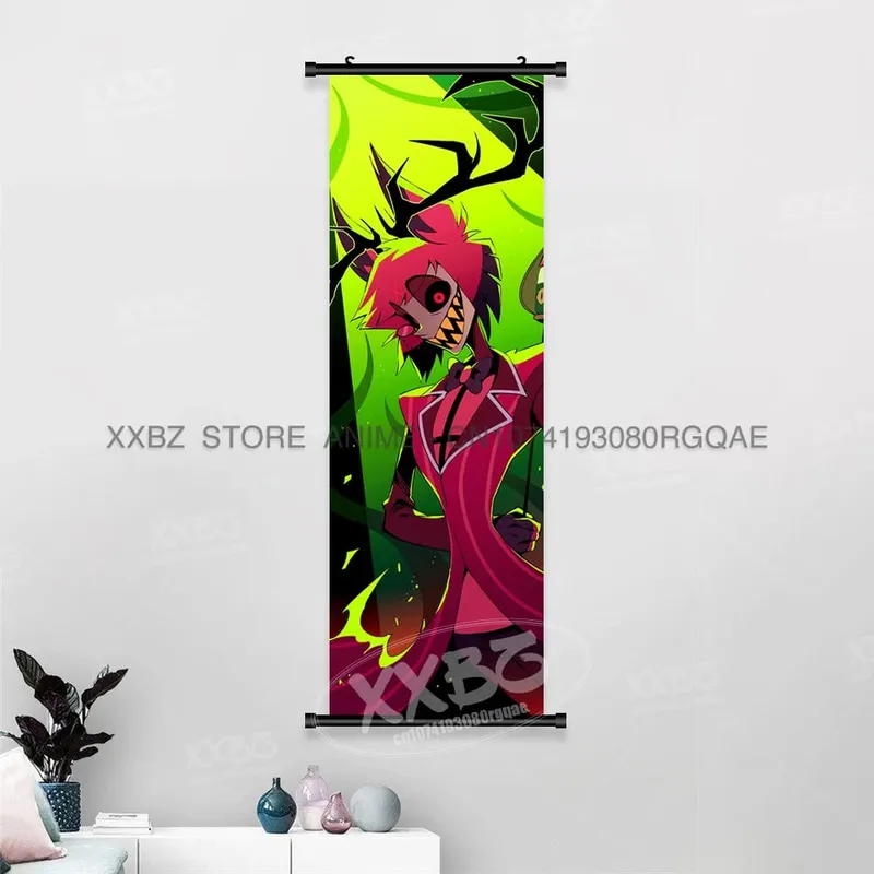Simple Black Comedy Hazbin Hotel Home Decoration Hanging Painting Cartoon Wall Artwork Scrolls Picture Room Canvas Print Posters