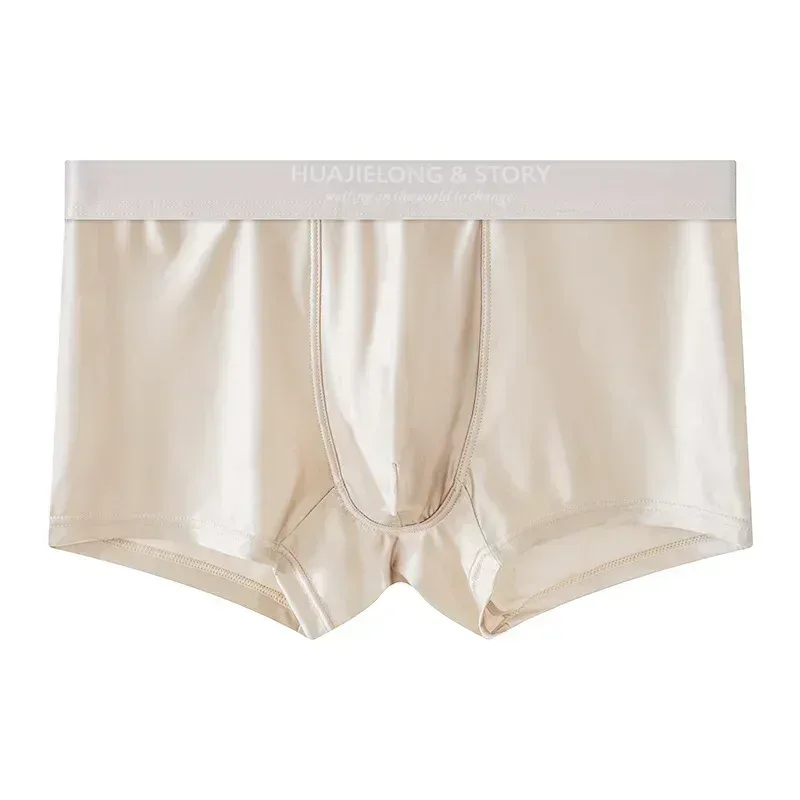 1/3 pçs masculino fresco gelo seda boxers shorts verão cetim-como sólida cuecas pele amigável malha respirável virilha roupa interior masculina