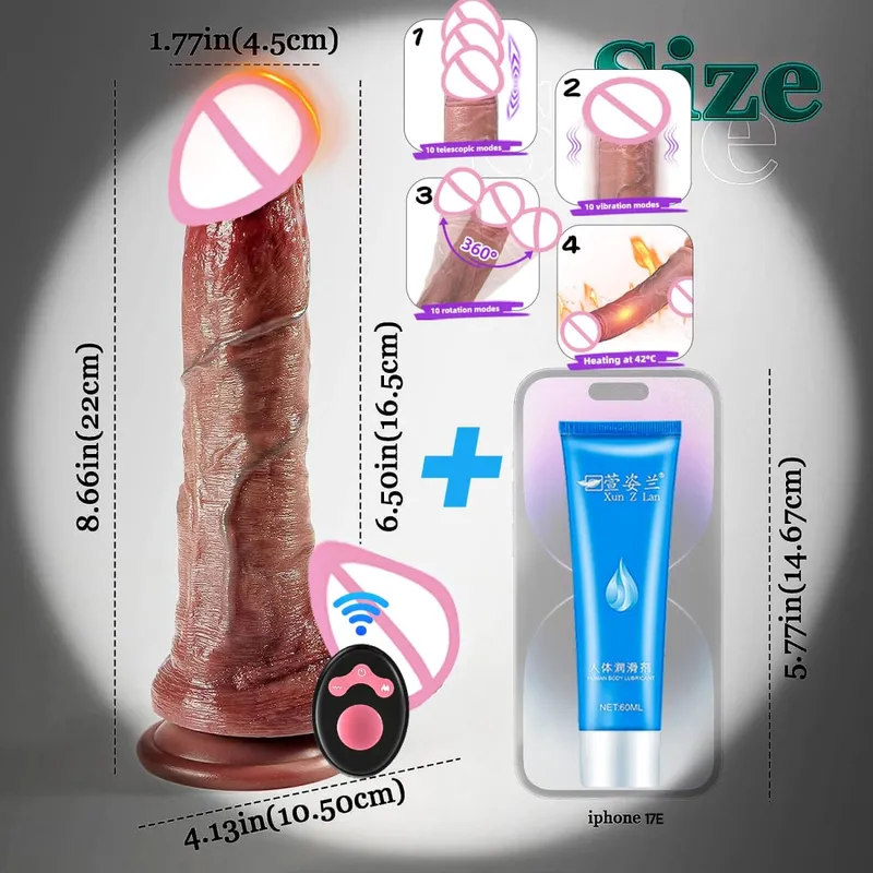 Vibrador realista vibrador telescópico aquecimento pênis controle remoto galo empurrando pau grande masturbação para mulheres brinquedos sexuais adultos