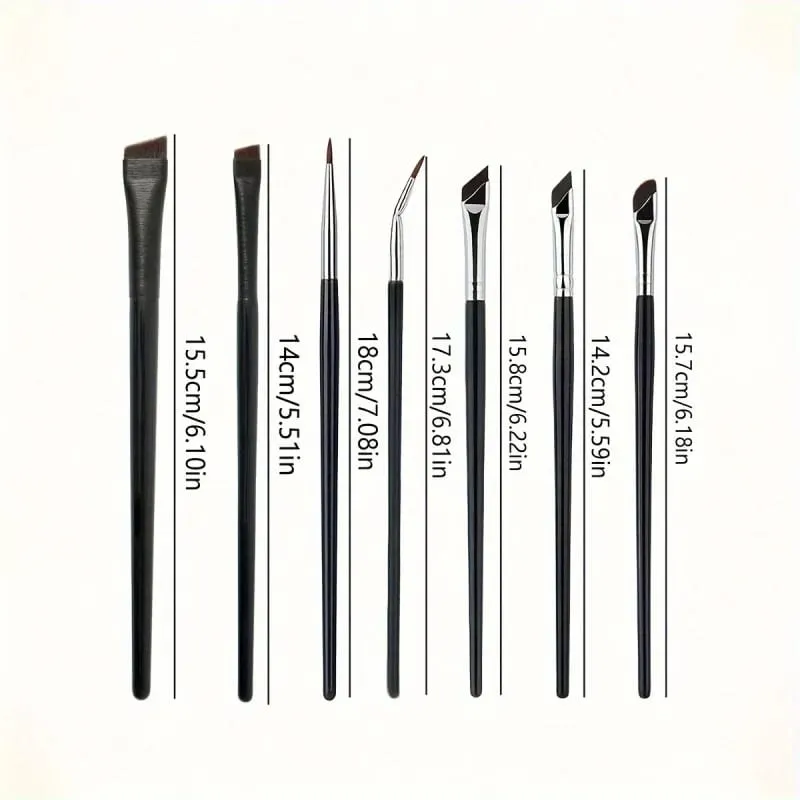 Conjunto de pincéis de maquiagem de precisão, 7 peças, lâmina de pincel de maquiagem para os olhos, sombra, delineador, pincel de maquiagem de sobrancelha inclinado — image 4