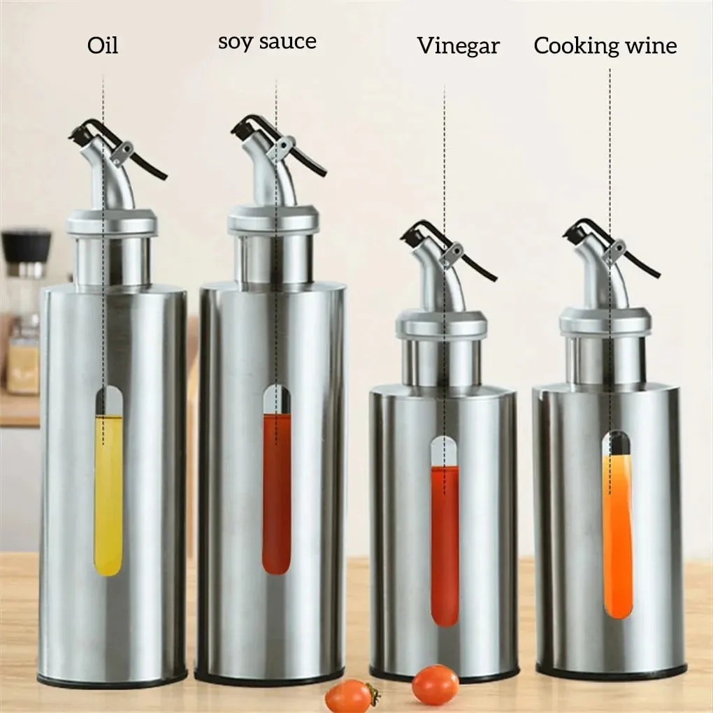 1 pçs cozinha garrafa de azeite recipiente plástico garrafa de aço inoxidável corpo pote jar pro vinagre molho titular dispensador de cozinha