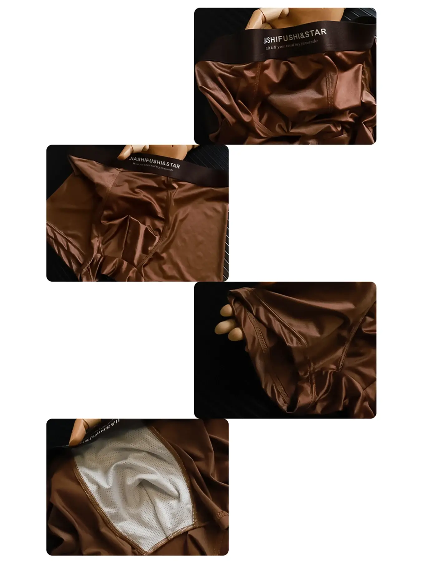 Cuecas de boxe de fibra masculina respirável 4 tamanhos, roupa íntima respirável confortável, tecido de malha de estiramento médio, cor sólida — image 10