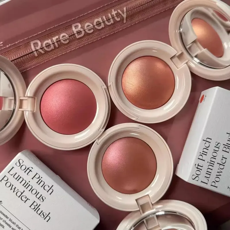 Rare Beauty 3D Face Brighten Blush Highlighter Powder with Mirror Cosmetic Contour Bronzer Shimmer Luminizer Stick Makeup Tool