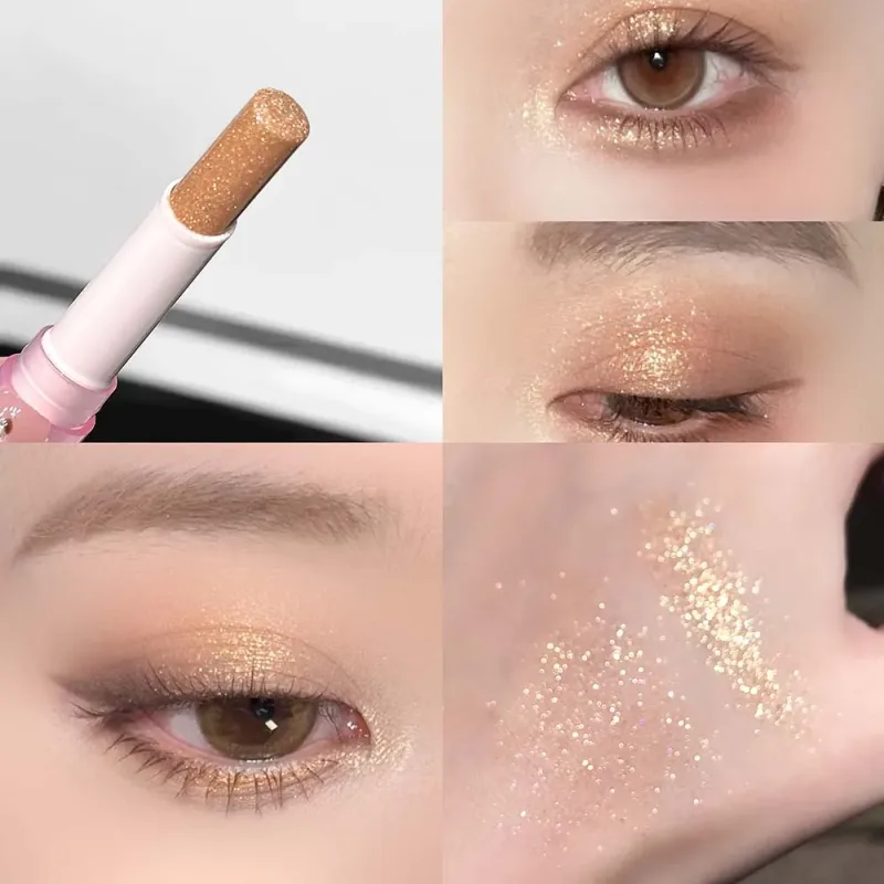 Caneta iluminadora de sombra brilhante, à prova d'água, azul diamante, gelatina, bastão, glitter, rosa, roxo, sombra de olho, maquiagem brilhante