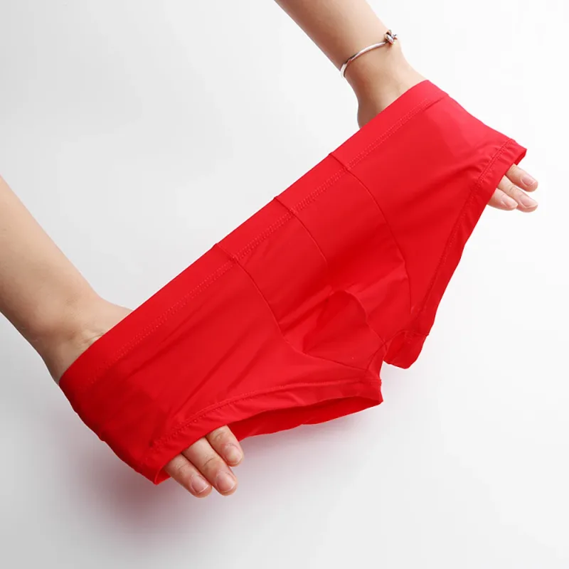 1pc Men's Ice Silk Low Waist Briefs Elastic Solid Color U-Convex Pouch Panties Lingerie Male Underwear Underpants