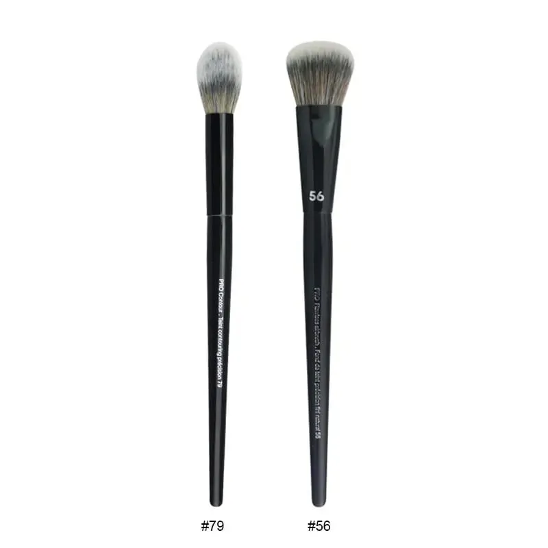 2 pçs/set Pro Preto Pincéis de Maquiagem Cabelo Sintético Pó Sombra Mancha Destaque Fundação Airbrush Difusor Make Up Brush