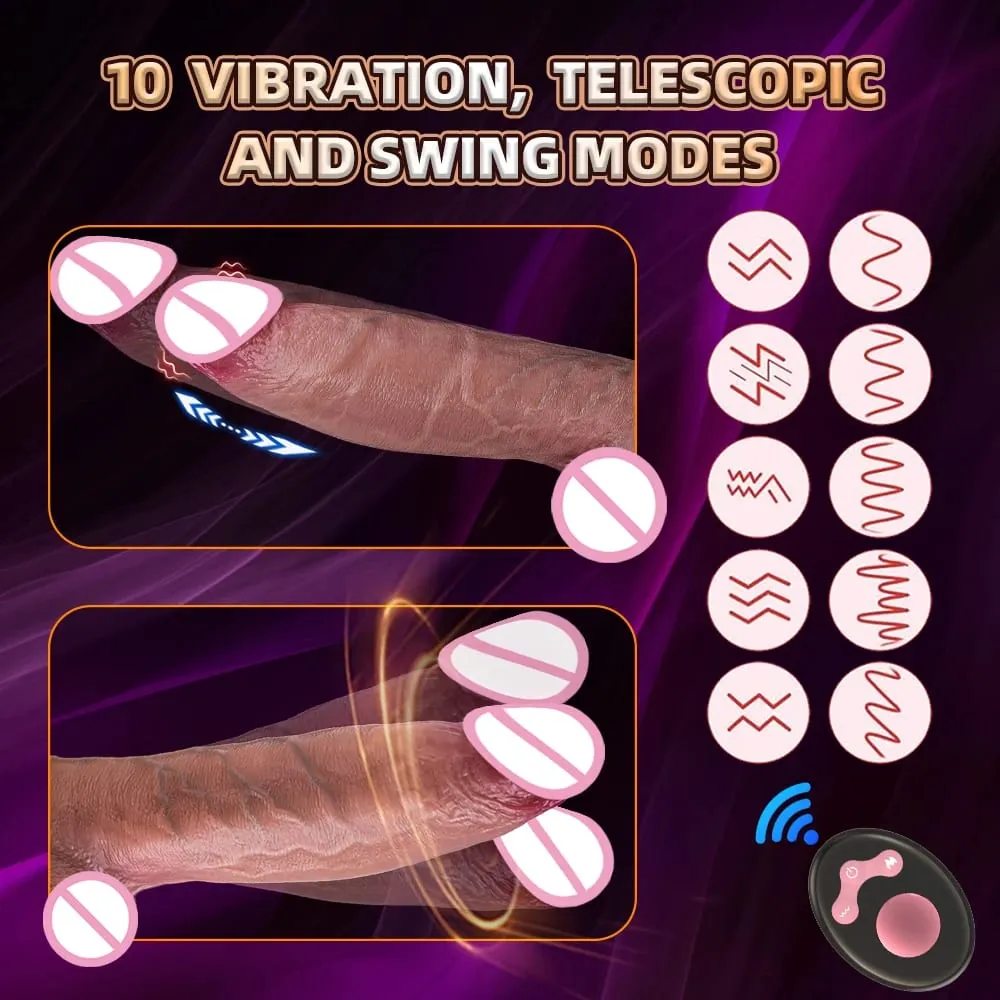 Vibrador realista vibrador telescópico aquecimento pênis controle remoto galo empurrando pau grande masturbação para mulheres brinquedos sexuais adultos