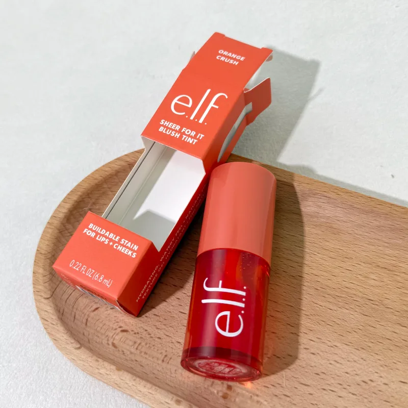 Novo elf brilho labial de 8 cores e blush em pó multicolorido, textura fina, leve, hidratante, nutritivo, bálsamo labial, cosméticos de cuidados