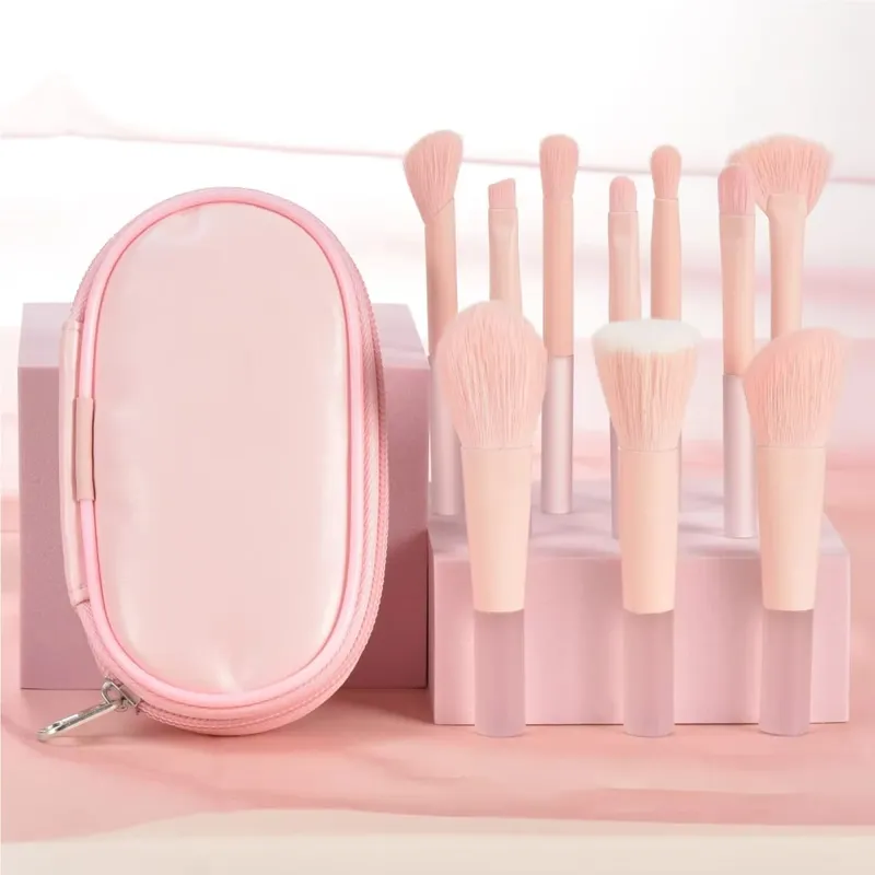 10 pçs mini conjunto de escova de maquiagem em pó sombra fundação blush liquidificador corretivo beleza ferramentas de maquiagem escova suprimentos profissionais
