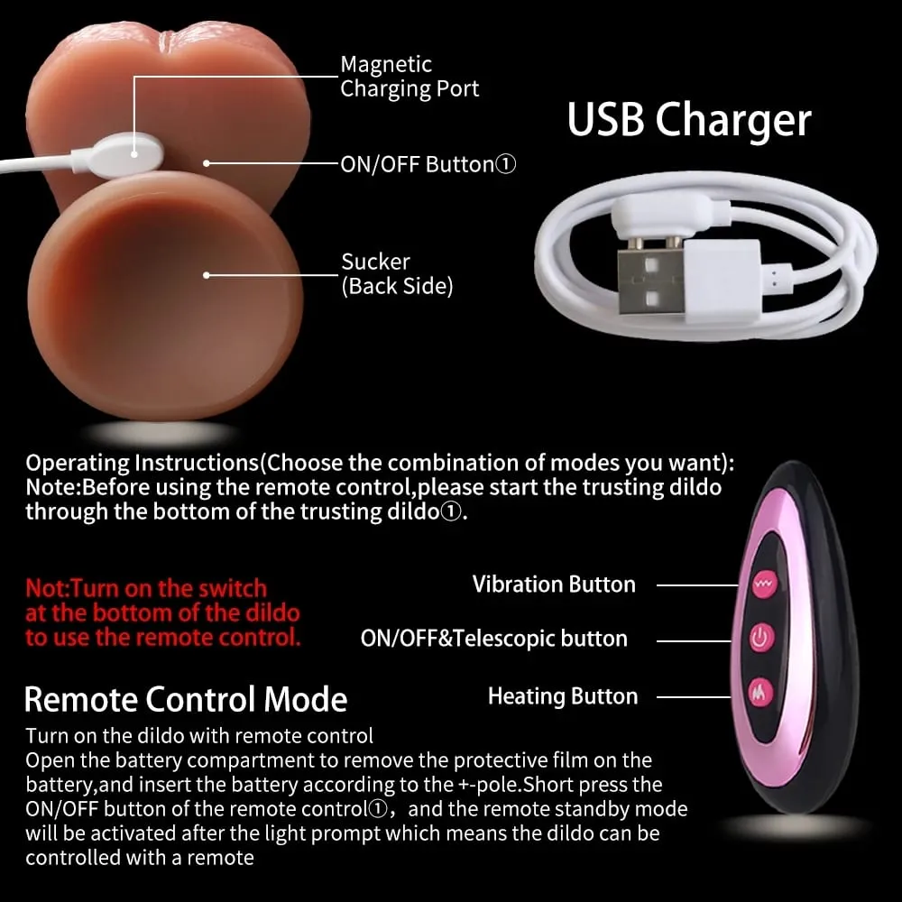 Ventosa de silicone realista vibrador telescópico impulso vibrador aquecimento remoto strapon brinquedos sexuais adultos para casais femininos