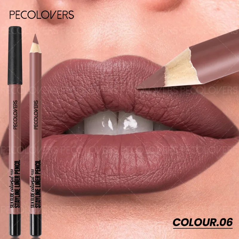 Delineador labial fosco, segundo contorno labial, lábios volumosos e charmosos, sem secagem, cosméticos labiais à prova d'água, adequados para iniciantes