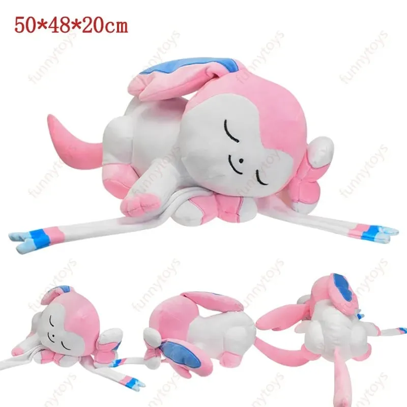 Travesseiro de pelúcia Pokémon para posição de dormir Leafeon Espeon Sylveon Furret Cubone Scorbunny Bulbasaur Squirtle Almofada de pelúcia macia