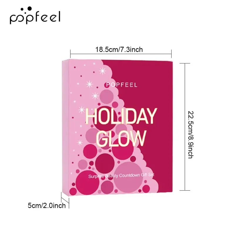 Conjunto de maquiagem de contagem regressiva de natal batom sombra de olho cosméticos 24 peças feriado beleza advento calendário caixa de presente para mulheres meninas