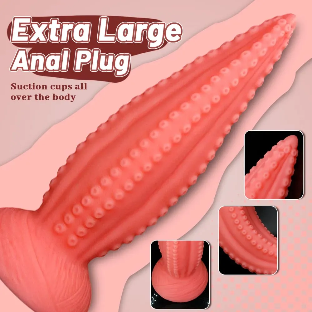 5 tamanhos grandes vibradores anal macio silicone longo butt plug monstro vibrador enorme rosa tentáculo vibrador masturbar brinquedos sexuais para mulheres homens