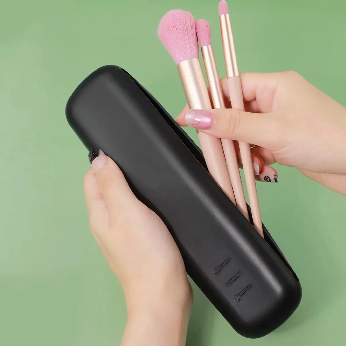 Suporte de pincel de maquiagem de viagem, 2 peças, silicone, bolsa de pincéis cosméticos, estojo de esponja de maquiagem, portátil, à prova d'água, ferramentas de maquiagem para mulheres
