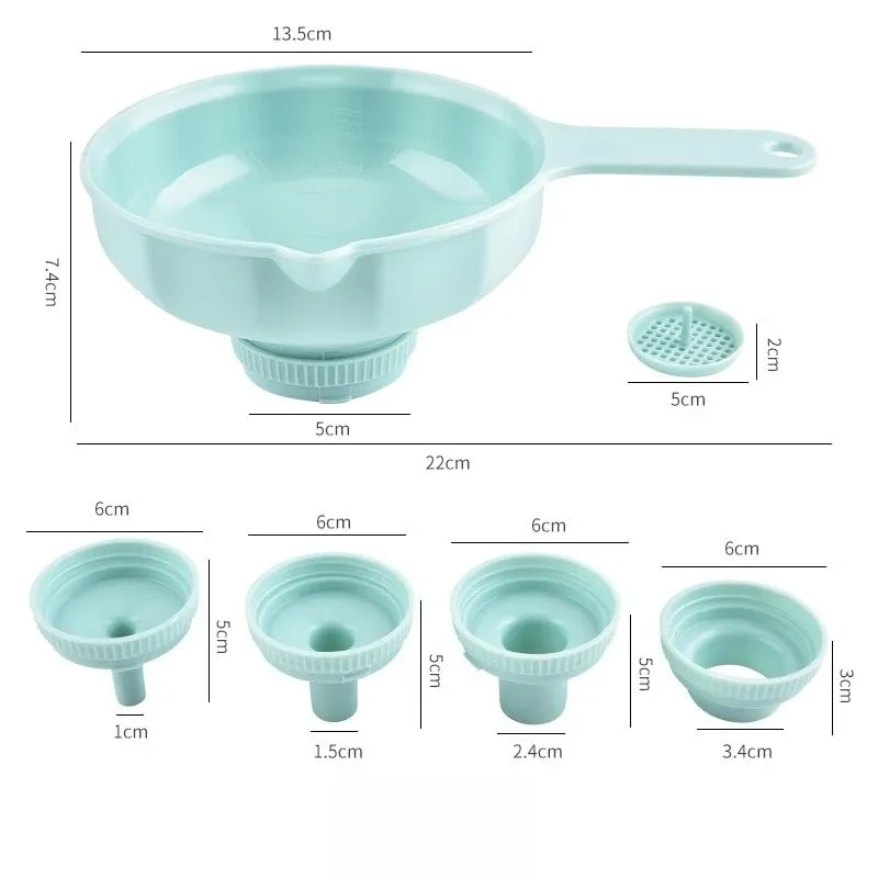 Funil prático de grande diâmetro, seis em um, funil de plástico multifuncional, funil para fazer compotas, suprimentos de cozinha e pequenas ferramentas — image 3