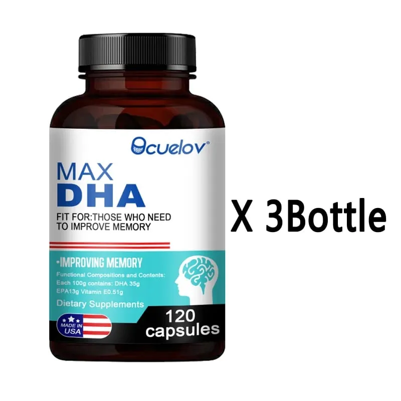 Bcuelov MAX DHA-melhorar memória proteger visão inteligência ativar células cerebrais melhorar suplemento dietético de fadiga cerebral