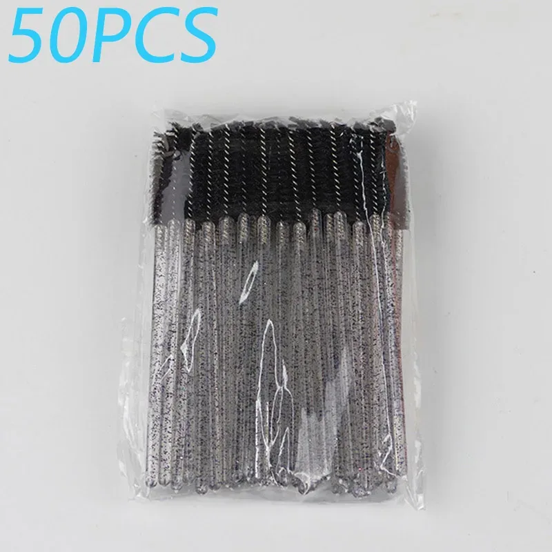 50pcs Crystal Rod Disposable Eyelash Brushes Eyelash Comb Eyebrow Comb Eyelash Curl Spiral Multi purpose Portable Makeup Brush