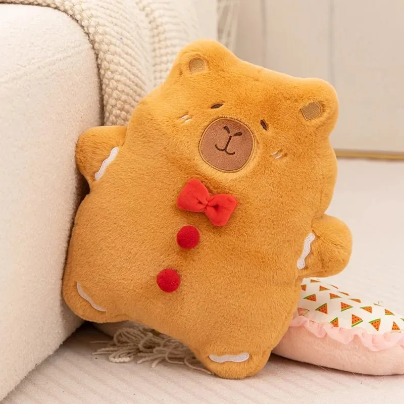 Almohada navideña Capybara, pan de jengibre, tiro relleno, sofá de felpa, respaldo, decoración para la habitación del hogar