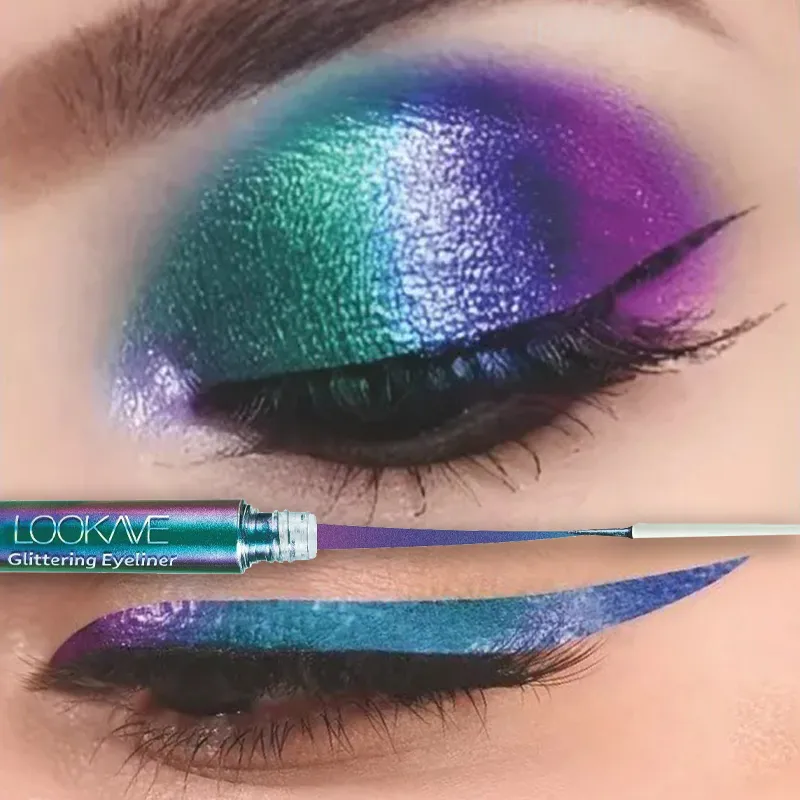 Delineador líquido camaleão brilhante metálico glitter sombra multicolorido delineador perolado polarizado aurora maquiagem com pigmento para os olhos