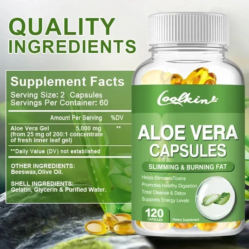 Cápsulas de extrato de Aloe Vera - Apoia a saúde digestiva e imunológica intestinal, alivia a constipação e equilibra a acidez do estômagoSu