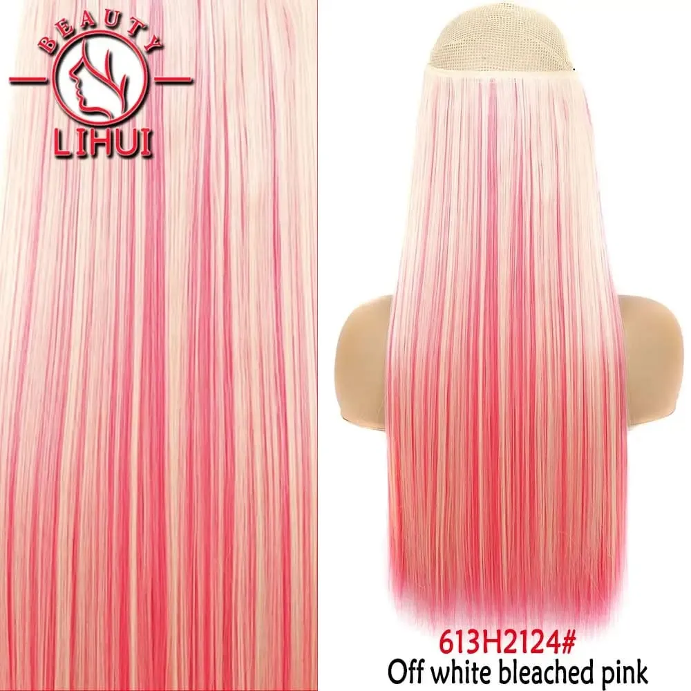 Synthetic Natural Synthetic Hair Extensions 5 Clip In Artificial Fake Ombre Blonde Brown Black Pink Straight False Hair Piece