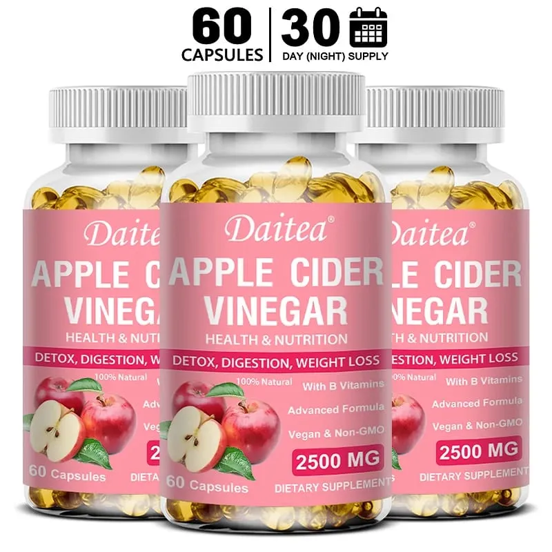 Daitea Organic Apple Cider Vinegar Capsules Healthy Weight Management Digestion Detox & Immune Soothes Gas & Bloating
