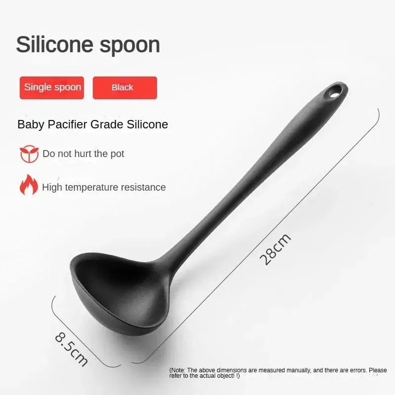 1 ‌ /7-Piece Silicone Kitchen Utensil Set - Non-Stick Spatula Spoon Skimmer Pasta Clip & More for Cooking & Baking
