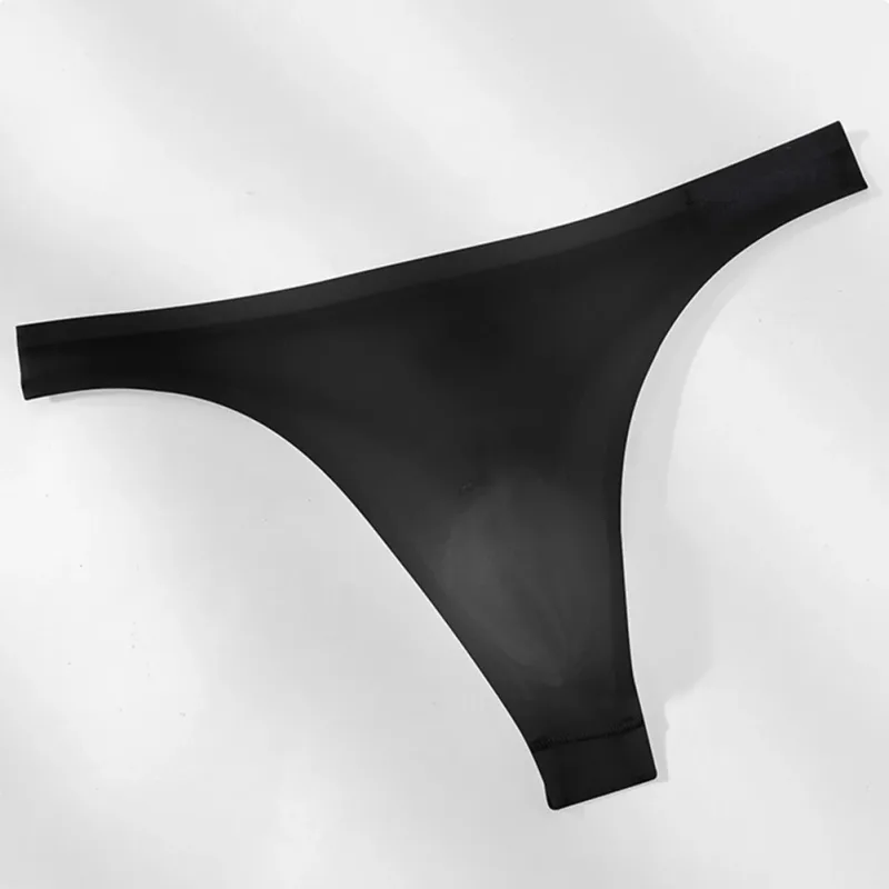 Cuecas masculinas ultrafinas de seda gelo 3d, tanga transparente, roupa íntima, cintura baixa, cuecas de biquíni em u, lingerie