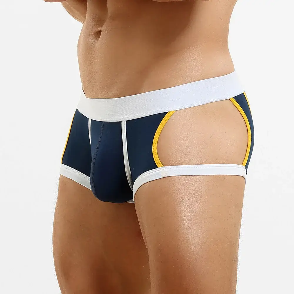 Men's Low-Waist U-Shape Flat Briefs Underwear Trendy Side-Light Design Comfortable Innerwear for Men