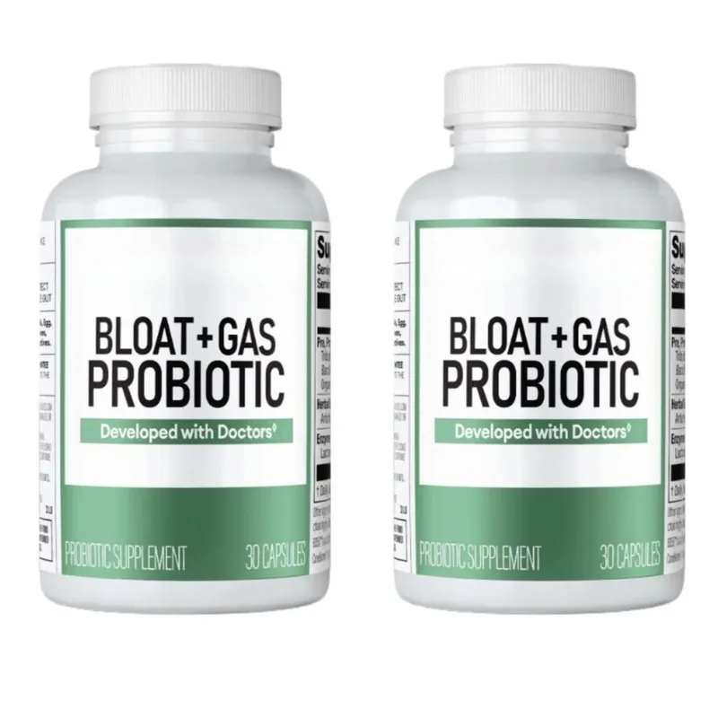 60 bilhões de cápsulas probióticas com fibra de acácia, mistura pós-biótica de ervas e enzimas, suporte para a saúde intestinal, alívio de gases para adultos, 30 ct