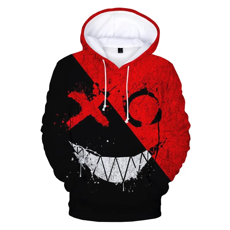 Padrão na moda diabo rosto sorridente 3d impresso moletom com capuz masculino feminino moda casual engraçado pullovers hip hop hoodies