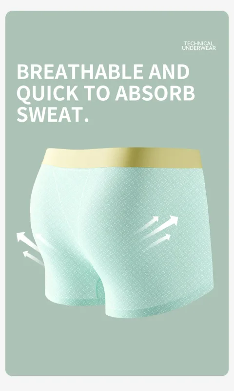 MiiOW 3Pcs Cool Ice Silk Men Underwear Boxers 7A Antibacterial Men's Panties Seamless Mesh Breathable Mens Underpants Man Boxers
