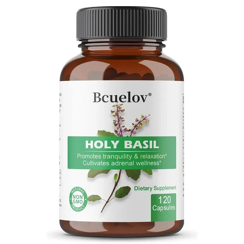 Holy Basil Tulsi Extract Capsules Support Adrenal Immune Respiratory & Daily Calm Wellness Stress & Anxiety Relief