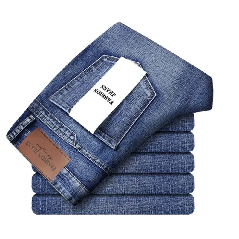 Wthinlee 8 modelos primavera outono negócios jeans masculino casual estiramento reto moda clássico trabalho calças jeans roupas de marca — image 2