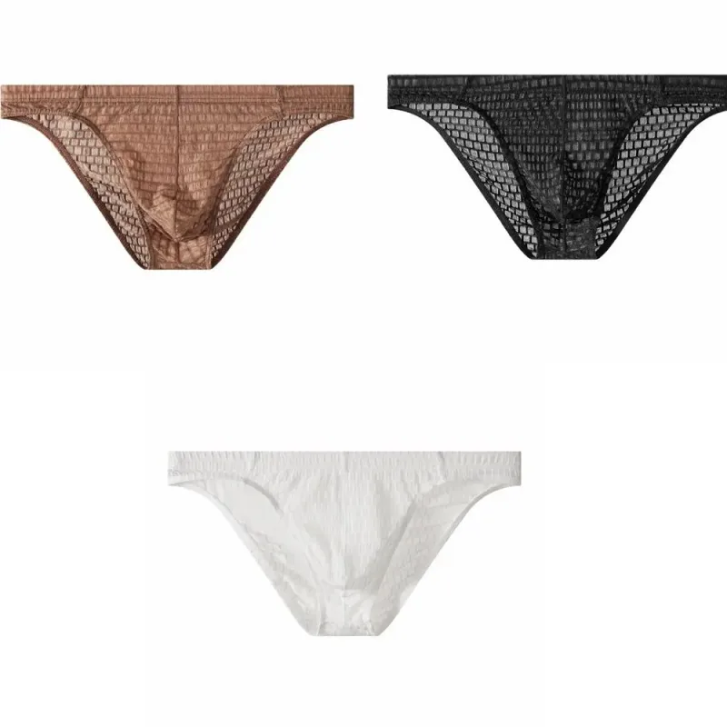 Breathable Low Waist Men's Briefs Transparent Ultra-thin Ice Silk Underwear Lingerie Mesh Panties Male Comfort Fit