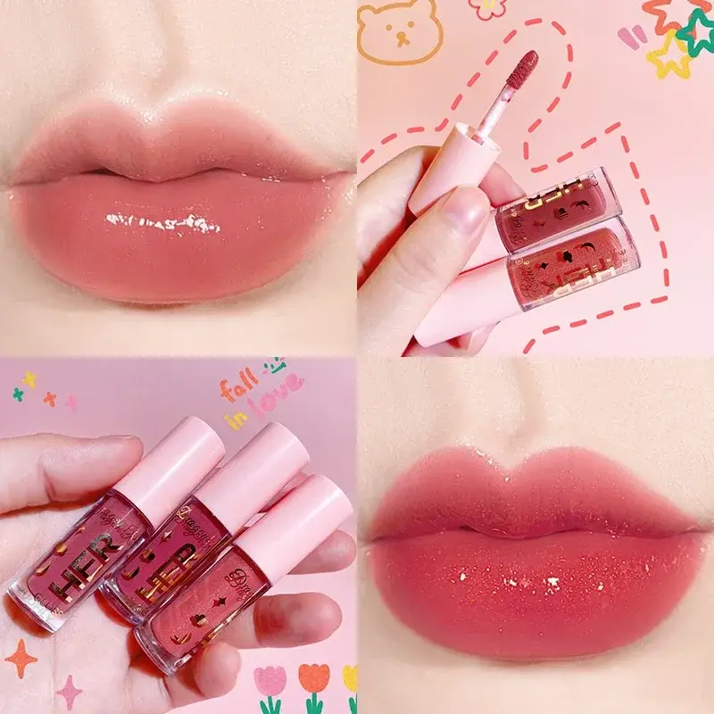 Batom líquido à prova d'água, 8 cores, hidratante, longa duração, brilhante, brilho labial, maquiagem natural, gelatina, cosméticos brilhantes