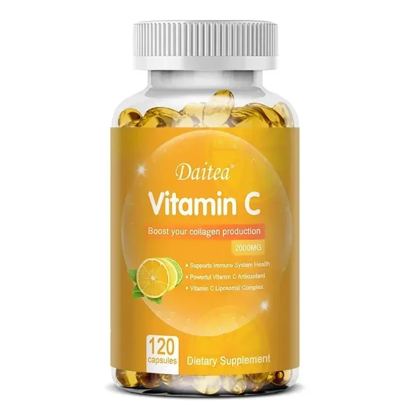 Vitamina C 2000 Mg Promove a Produção de Colágeno Suplemento Dietético Lipossomal de Vitamina C Não OGM e Vegetariano Sem Glúten