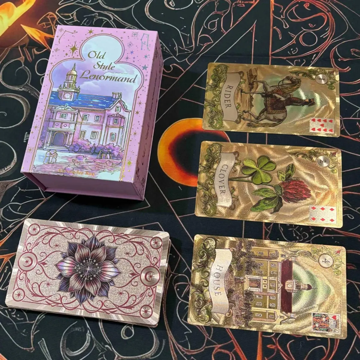 12*7cm Old Style Lenormand Oracle Cards PVC Gold Foil Fortune Telling Deck for Beginners & Professional Old Style Design