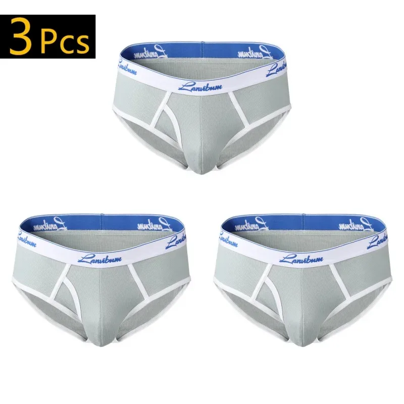1/3 PCS Nova Roupa Interior Masculina Meados de Cintura Fio de Algodão Respirável Cor Sólida Roupa Interior Juvenil Calças Triângulo Masculinas