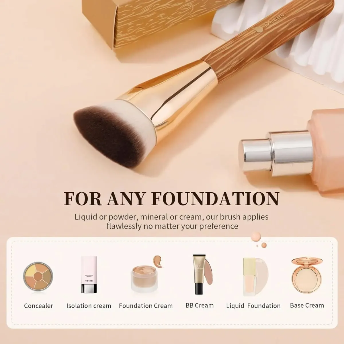 Ducare pincel de base angular profissional, creme líquido, pó, contorno, mistura e polimento, ferramenta cosmética de maquiagem facial
