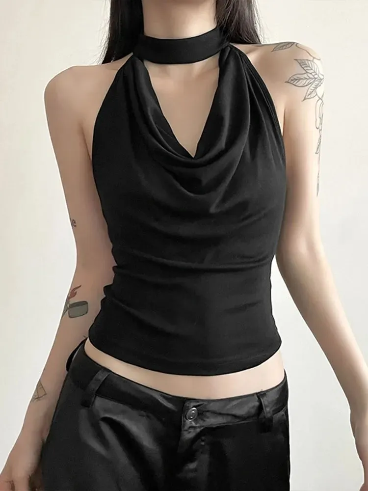 Cor sólida simples casual all-match legal confiante sexy bonito high street verão viagem feminino fino colete