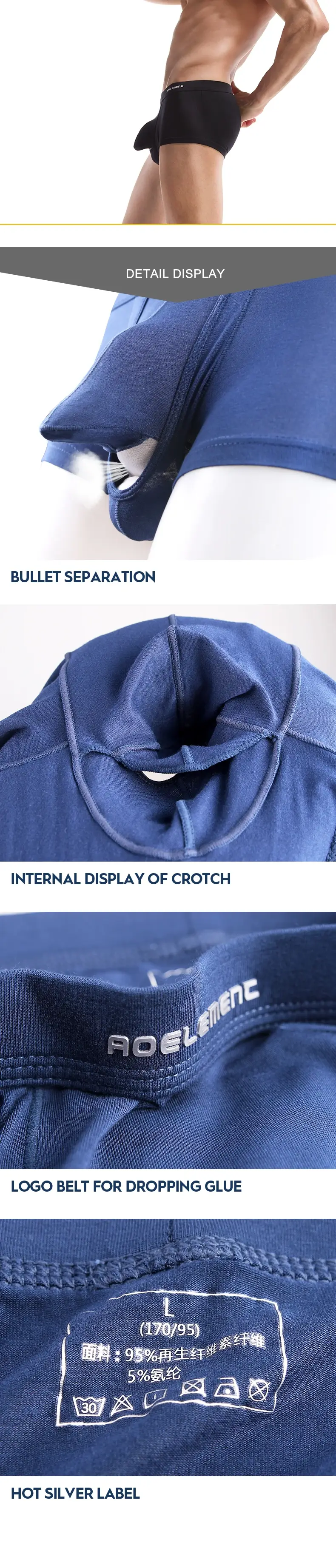 Austrian spermatic cord bullet separation underwear men's scrotal vein underpants Ice silk pouch curved men's boxers