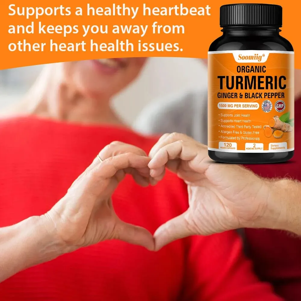 Turmeric Curcumin with Black Pepper Extract 1500mg Joint & Immune Health Support - High Absorption Turmeric Supplement NON-GMO