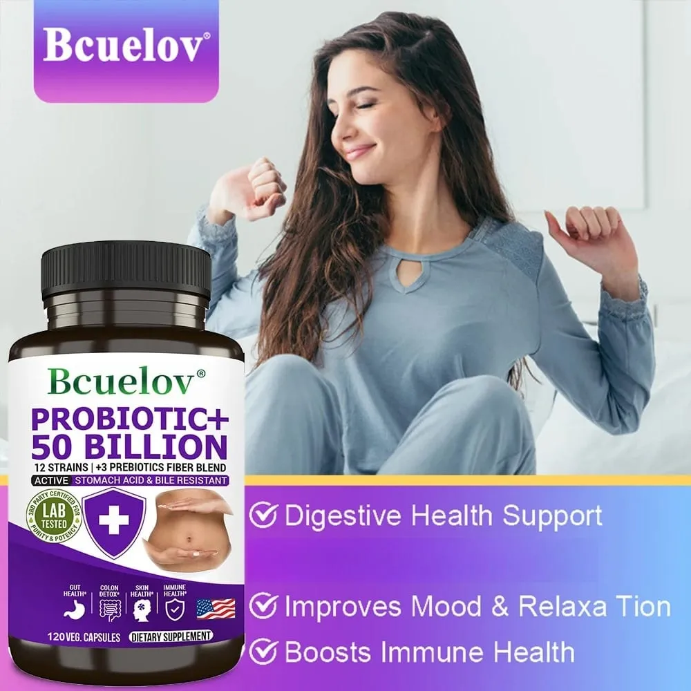 Probióticos + Prebióticos - Melhoram a digestão e a imunidade Alivia a constipação Suplemento de saúde intestinal para desintoxicação do cólon