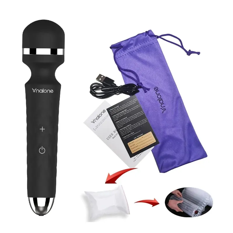 Nalone 強力振動器可選 3 個噴嘴 USB 充電魔棒 AV 振動器按摩器振動假陽具成人 18 歲以上女性性玩具