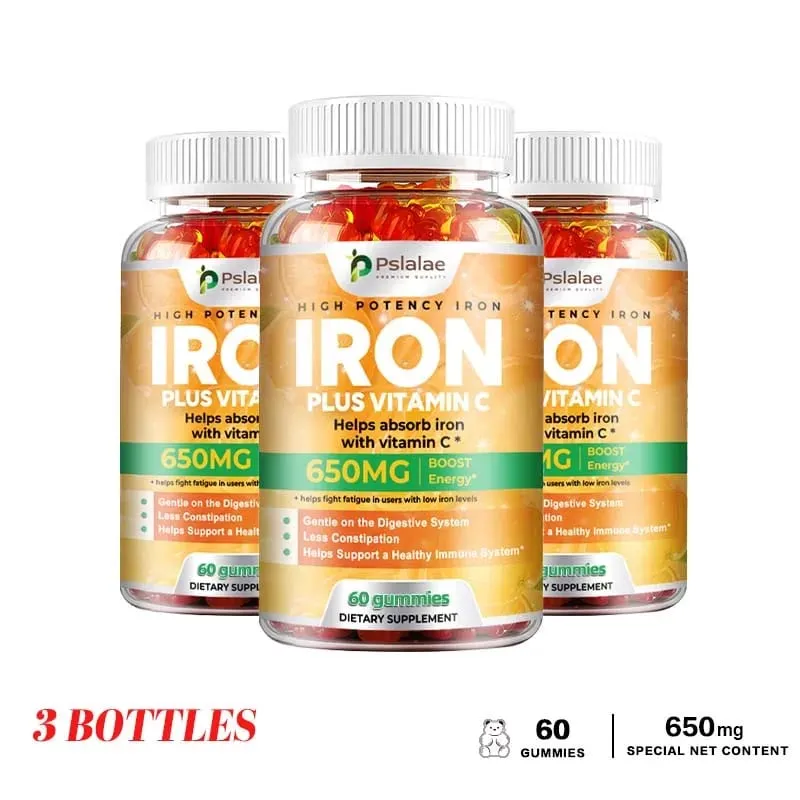 Iron Gummies 650 Mg - Promotes Red Blood Cell Production Relieves Fatigue Gently Absorbs Iron and Improves Energy