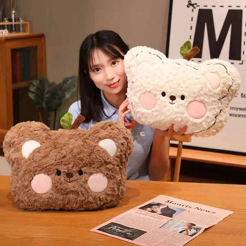 40cm cabeça de urso de pelúcia travesseiro de pelúcia bonito urso rosto lance travesseiro macio fofo almofada de pelúcia sofá quarto decoração de casa presente