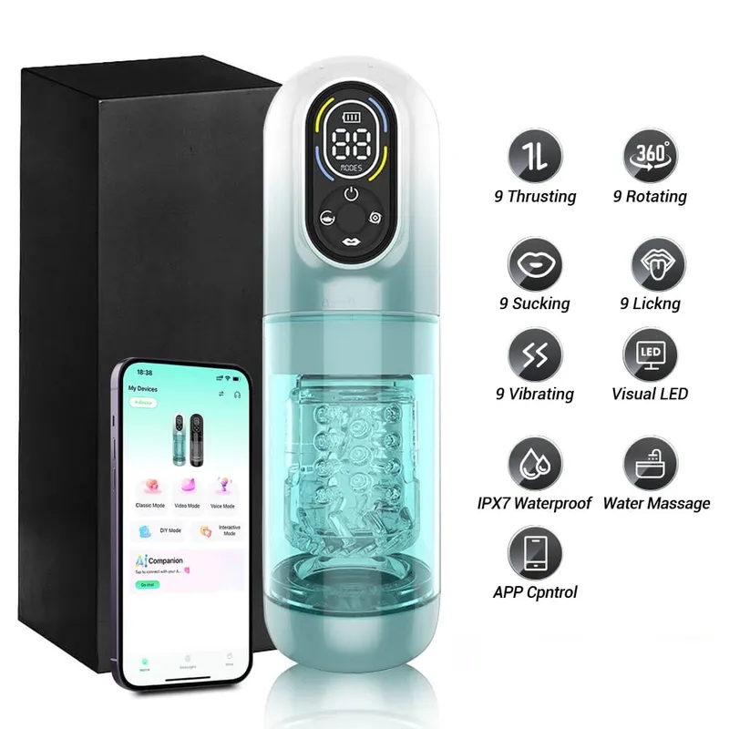 Masturbador masculino automático, bomba peniana, impulso rotativo, 9 modos de sucção vibratória, visual lcd de bolso, brinquedos sexuais adultos